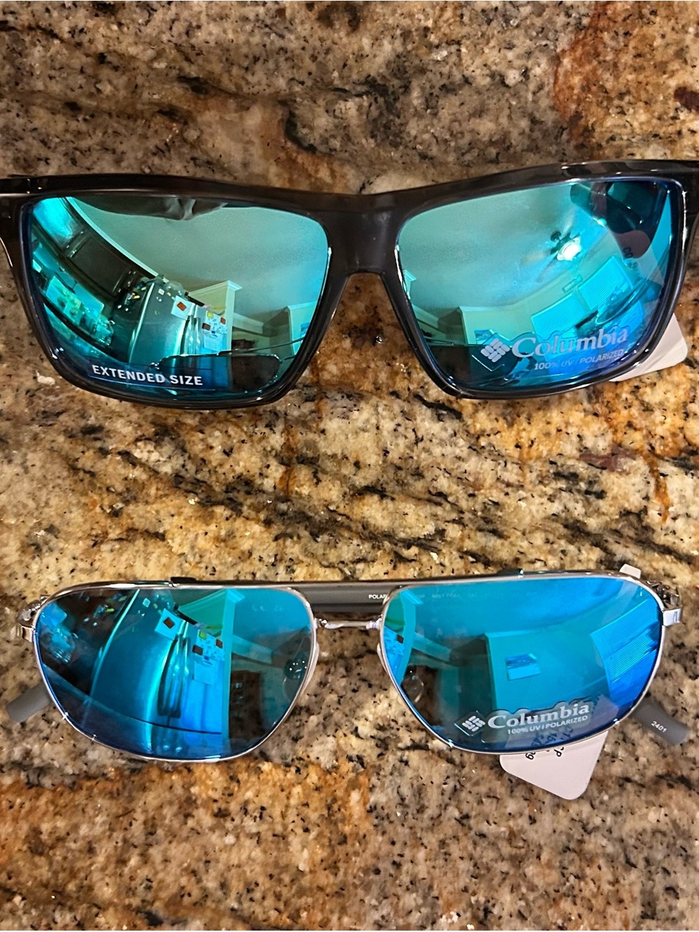 Columbia Men Rectangular Sunglasses Lot 2 Polarized Mirrored Blue/Black